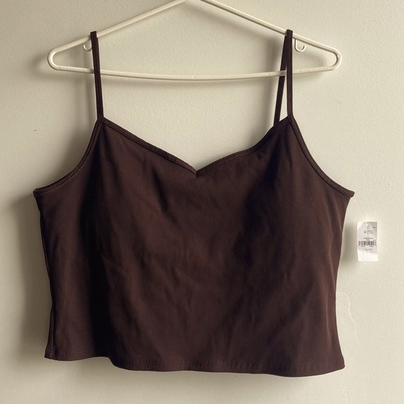 Gap Cropped Ribbed Blackout Brami Cami Sports Bra Purple Eggplant size XL - Picture 1 of 8